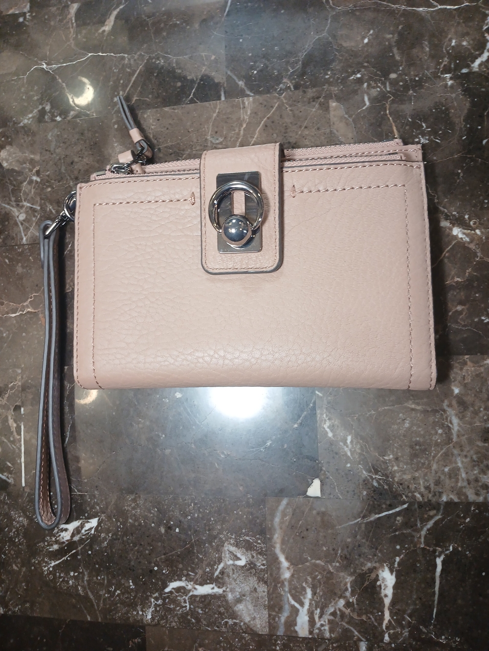 Women's Wristlet Wallet 100% Genuine Leather- Blush Pink